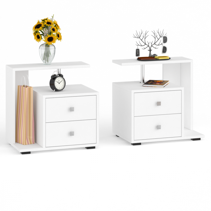 Камелия спальня № 5 Кровать 1400 + Две тумбы + Комод + Зеркало, цвет белый, сп.м. 1400х2000 мм., б/м, основание есть