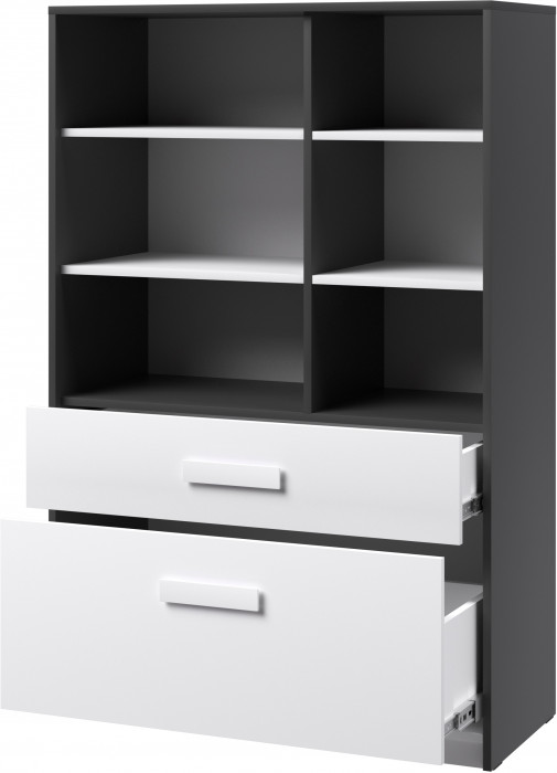 Кэнди Шкаф книжный КШ-2 графит/белый