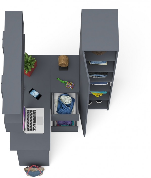 Мори компьютерный стол МС-16 правый + Пенал МШ400.1 + Полка 1200, графит