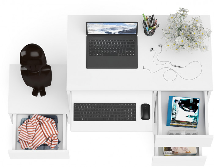 Мори Стол компьютерный МС-6 правый + Тумба ТМП400.1, цвет белый, ШхГхВ 130,4х50х76,6 см., выдвижные ящики справа, НЕ универсальная сборка