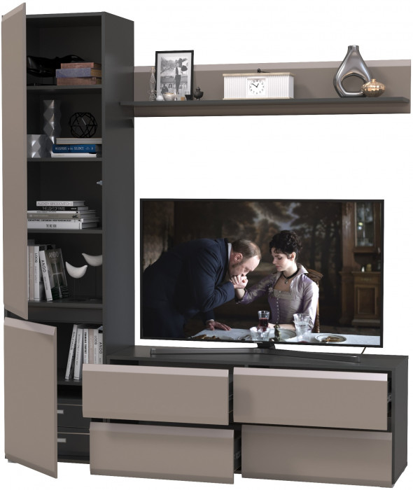 Сидней Комплектация № 046, корпус: антрацит/фасады: МДФ веллюто капучино