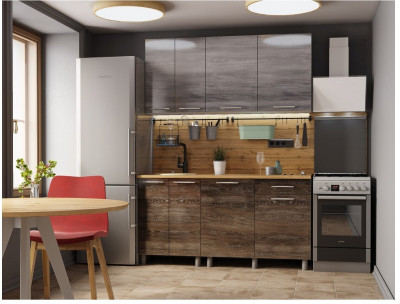 Кухонный гарнитур Танго 1,6м Дуб шале серебро/Дуб шале мореный