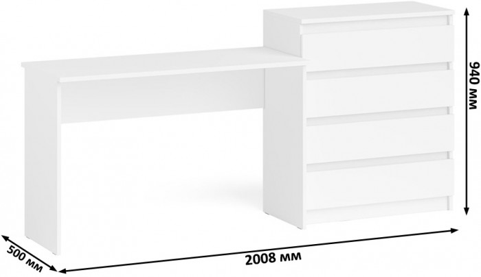 Мори письменный стол МСП1200.1 + Комод МК800.4, белый