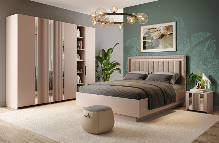 Кровать двуспальная 160х200 "Харди-1" - Латте/Ирландский ликер