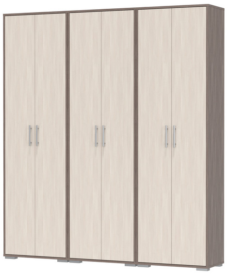 Три шкафа для одежды Домино 2-3430бод.тем/св, цвет бодега тёмный/бодега светлый, ШхГхВ 180х36х202 см.