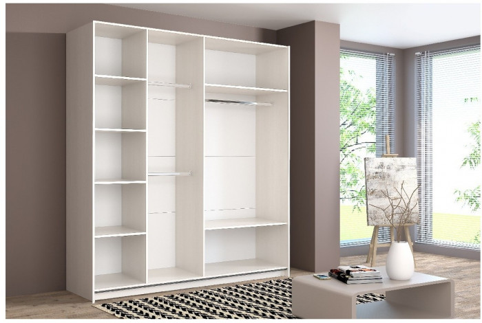 Шкаф-купе Иннэс-5 2000 Ф3/Ф3, Белый глянец