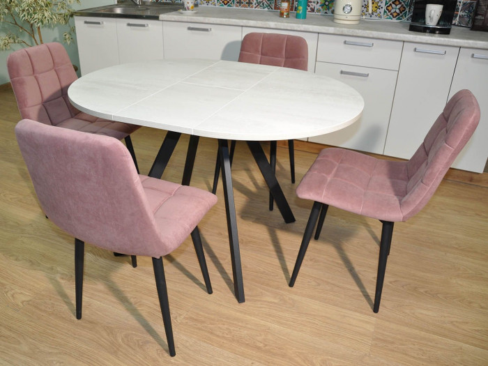 Обеденная группа Нарди / Стул Х 4 шт. / Бетон белый/черный / бид 27