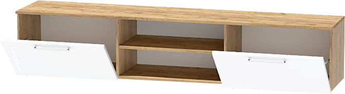 Тумба-2 под ТВ подвесная "Иннэс-7", Крафт золотой/Белый глянец