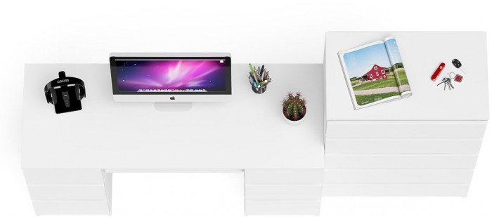 Мори компьютерный стол МС-2 + Комод МК700.5, белый