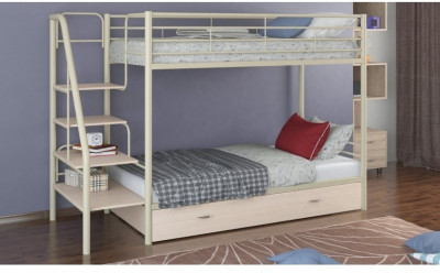 Двухъярусная кровать Толедо-Я 90, слоновая кость / Дуб