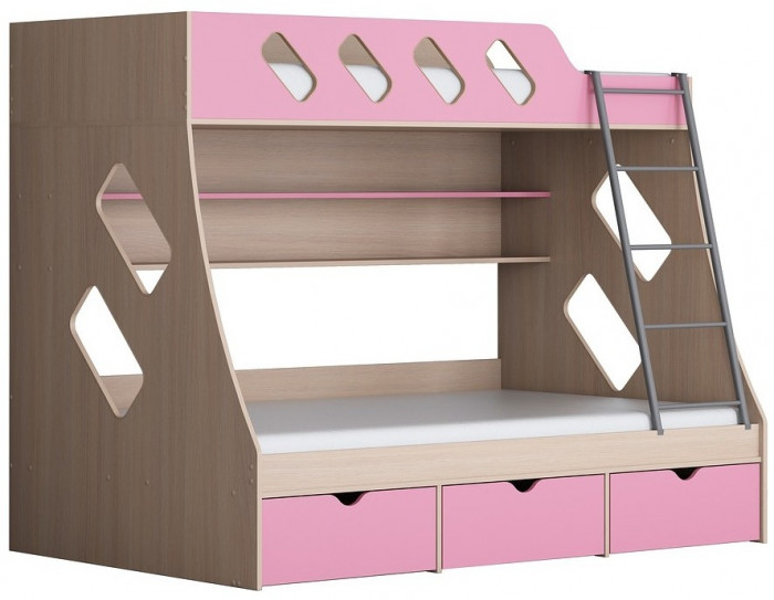 Дельта-20.01 Детская двухъярусная кровать с лестницей (Голубой, Белый)