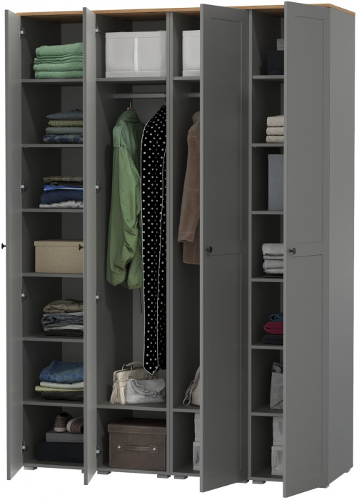 Остин 13.225 Шкаф-пенал 4 шт., серый графит/дуб крафт золотой