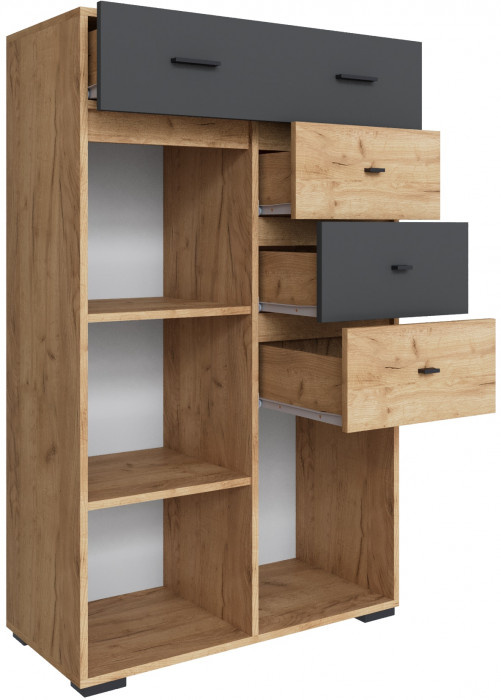 Комод Дублин, Дуб крафт золотой/Графит серый