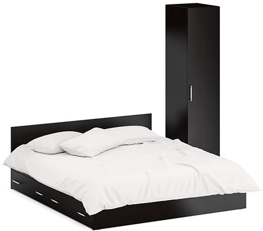 Кровать с ящиками 1800 + Пенал Стандарт, венге