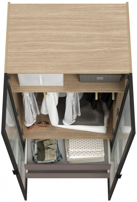 Амьен Шкаф-витрина 16.395, плейн/веллюто капучино