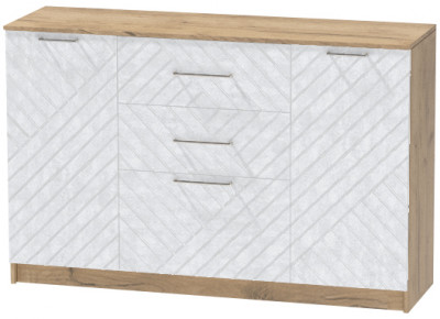 Комод №3 "Иннэс-7", Крафт золотой/Бетон снежный