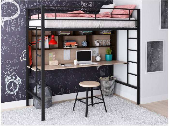 Кровать-чердак Севилья 1.2 (Дуб молочный / Венге, Коричневый)