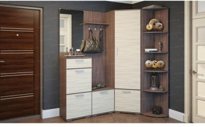 Модульная угловая прихожая Ника (композиция 2), ясень шимо