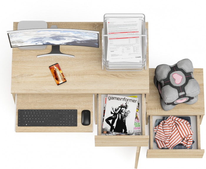 Мори Стол компьютерный МС-1 правый + Тумба ТМП400.1, цвет дуб сонома, ШхГхВ 130,4х50х76,6 см., выдвижной ящик справа, НЕ универсальная сборка