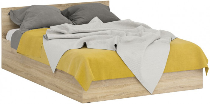 Кровать 1400 + Шкаф угловой Стандарт, цвет дуб сонома, ШхГхВ 143,5х203,5х70 + 81,2х81,2х200см., сп.м. 1400х2000 мм., без матраса, основание есть