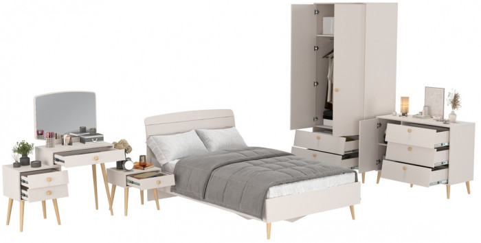 Афина Спальня 24-1200, цвет кашемир серый, сп.м. 1200х2000 мм., б/м, основание есть - фанера