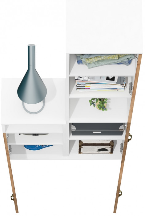 Лидер-8 Пенал + Тумба МД 3.19, цвет белый шагрень/крафт золото, ШхГхВ 80х30х190 см., универсальная сборка