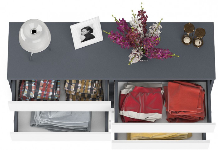 Мори Комод МК1380.6, цвет графит/белый, ШхГхВ 138х41х73 см.