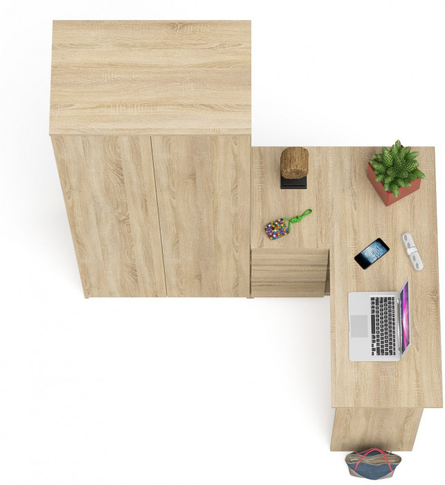 Мори Стол компьютерный МС-16 левый + Шкаф МШ800.1, цвет дуб сонома, ШхГхВ 204,8х84,9х209,6 см., выдвижные ящики слева, НЕ универсальная сборка