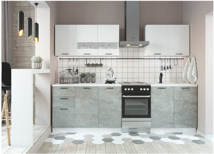 Кухонный гарнитур ЛДСП Дуся 2000, Бунратти / Белый бриллиант/Белый