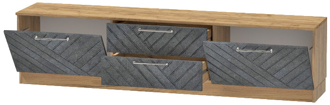 Тумба-4 под ТВ напольная "Иннэс-7", Крафт золотой/Бетон графит