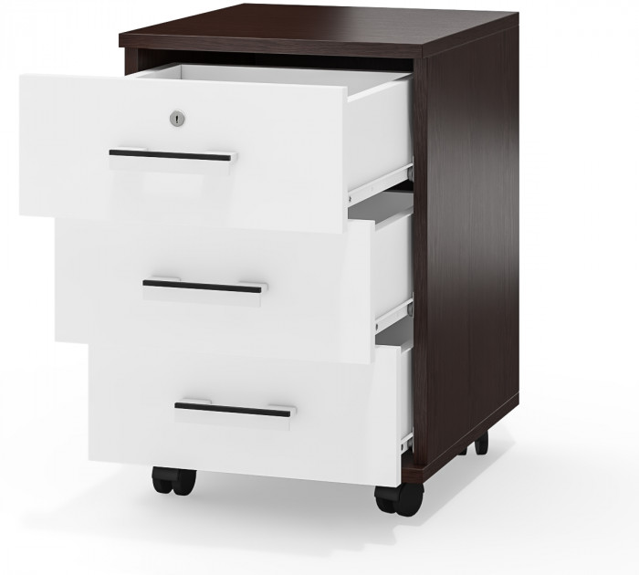 Тумба выкатная С-МД-3-02, венге/белый шагрень