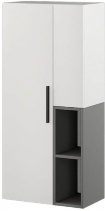 Альберо Шкаф-пенал настенный белый/графит серый
