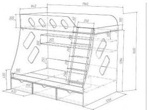 Дельта-20.01 Детская двухъярусная кровать с лестницей (Розовый, Дуб молочный)