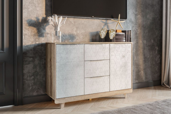 Комод "Мегаполис" КМ-15 Дуб каньон/F04 антик серебро