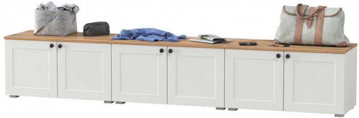 Остин 13.257 Тумба + 13.257 Тумба + 13.257 Тумба, цвет белый шагрень/дуб крафт золотой, ШхГхВ 240х41,9х43,7 см.