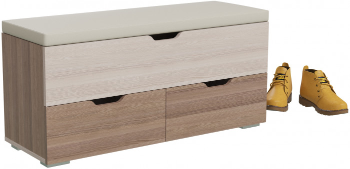 Диван 2-4201Тяс.темсв Флинт, цвет ясень шимо тёмный/ясень шимо светлый, ШхГхВ 100х37х47 см.