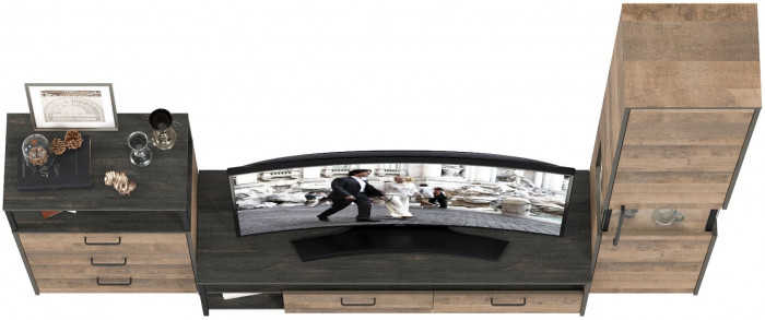 Трувор Гостиная 024, цвет дуб гранж песочный/интра, ШхГхВ 260,6х45,4х210 см., универсальная сборка