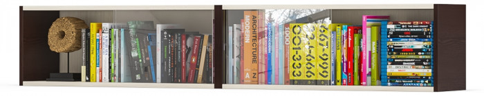 Две полки книжных С-МД-КН01, цвет венге/дуб, ШхГхВ размер каждой полки в отдельности: 83х25х30 см., стеклянные дверцы