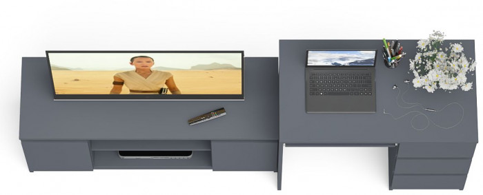 Мори компьютерный стол МС-6 правый + Тумба МТВ1200.1, графит