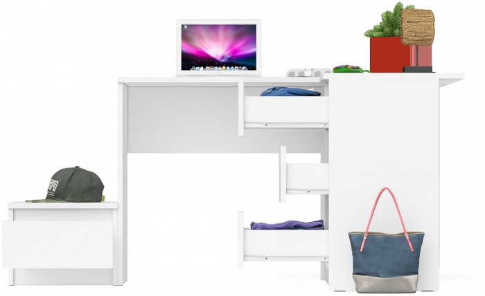 Мори Стол компьютерный МС-16 правый + Тумба ТМП400.1, цвет белый, ШхГхВ 164,8х84,9х76,6 см., выдвижные ящики справа, НЕ универсальная сборка