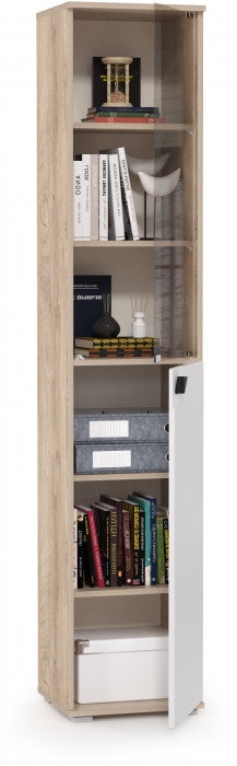Бостон 13.155 Шкаф, дуб эндгрейн элегантный/фасады МДФ милк рикамо софт