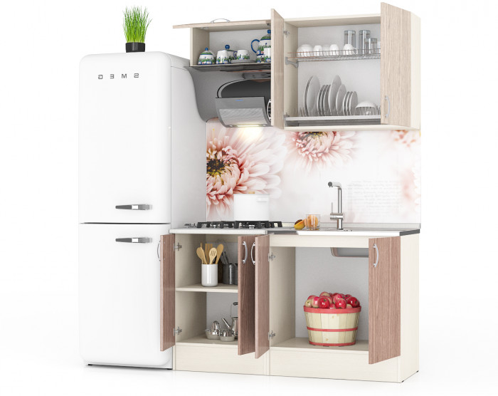 Кухня Мери 03 ШВ800+ШВв600+ШНМ800+ШН600, дуб/ясень шимо светлый/ясень шимо тёмный