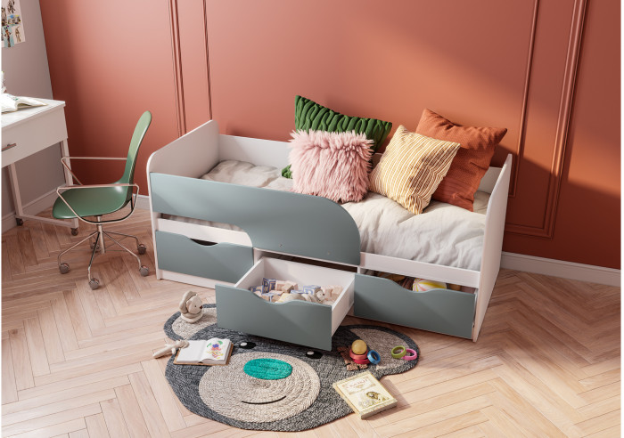 Кровать детская Стандарт КР-22 НЕВ, Белый, Серый