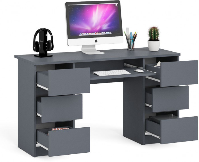Мори Стол компьютерный МС-2, цвет графит, ШхГхВ 135,4х50х76,6 см.