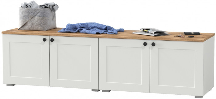 Остин 13.257 Тумба + 13.257 Тумба, цвет белый шагрень/дуб крафт золотой, ШхГхВ 160х41,9х43,7 см.