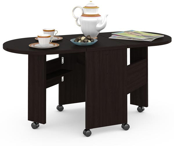 КР100 Глория 601 Стол-книжка журнальный, цвет венге магия, ШхГхВ 121х54х53 см. 33х54х53 см. сложенный, высота без учёта колёс, колёса идут в комплекте