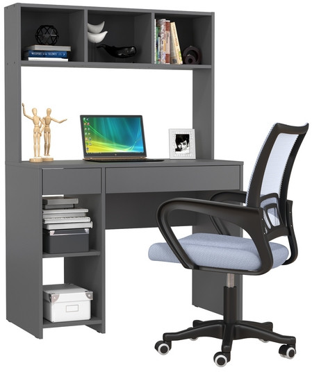 компьютерный стол Комфорт 12.77F + кресло 103 серое, тёмно-серый