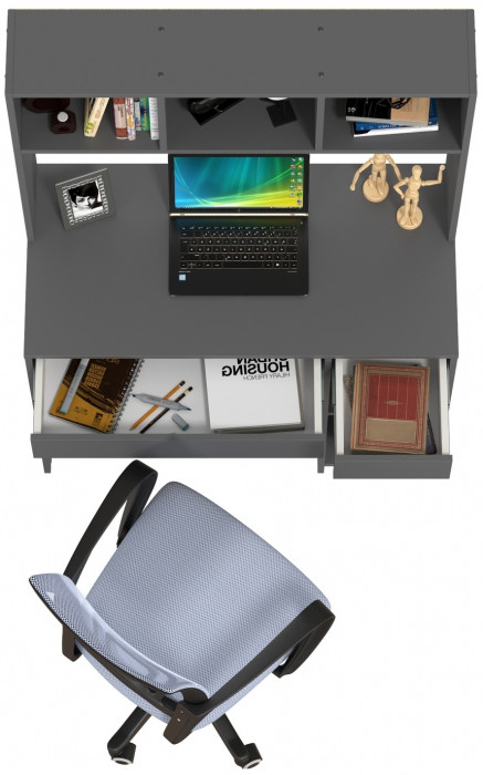 компьютерный стол Комфорт 12.77F + кресло 103 серое, тёмно-серый