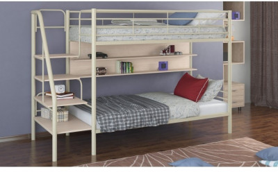 Двухъярусная кровать Толедо-П 90, слоновая кость / Дуб