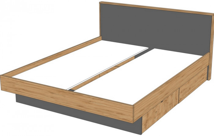 Кровать двуспальная 160х200 "Мишель" - Дуб наварра/Бетон пайн светлый